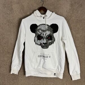 Avenue George V Paris Hoodie Mens Medium Graphic Panda Rhinestone Sweatshirt